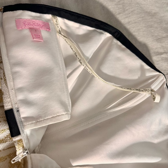 Lilly Pulitzer Strapless White and Gold with Black beaded accents Dress - Picture 5 of 7